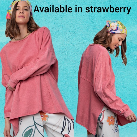 EASEL "The Good Life" Lightweight Terry Knit Tunic, High Side Slits, Raw Details - Picture 14 of 14